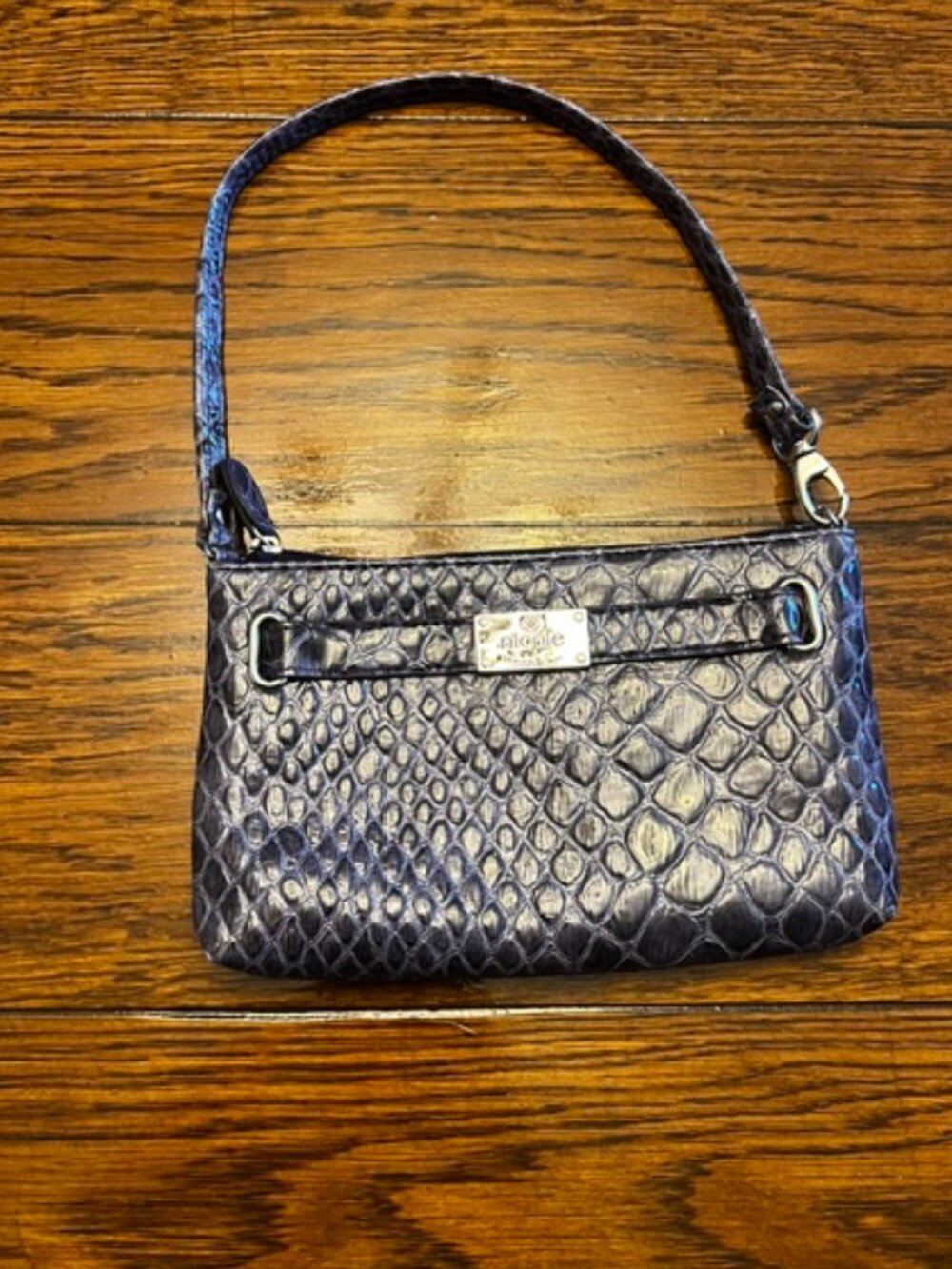 Nicole by Nicole Miller purple patent faux-snakeskin wristlet or mini bag NWOT